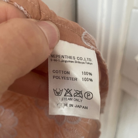 Needles Vintage Japanese Archive Peach Floral Lace Eyelet Button Down Shirt Sz S - Picture 6 of 10